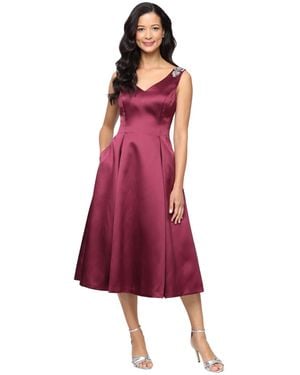 Alex Evenings A-line Sleeveless Shoulder Embellished Dress - Red