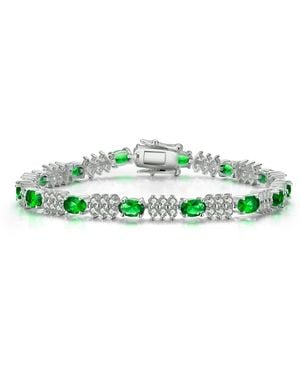 Genevive Jewelry Sterling Silver Colored Cubic Zirconia Tennis Bracelet - Green