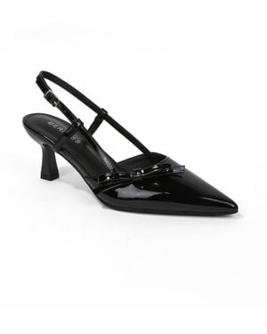 BERNESS Cornelia Bow Accented Patent Slingback Heels - Black