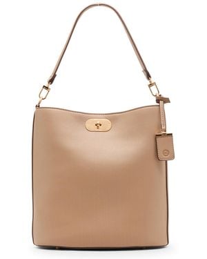 Anne Klein Small Oval Turn-lock Bucket Bag - Natural
