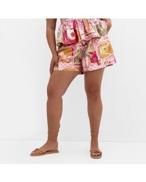 City Chic Isabel Print Short - Red