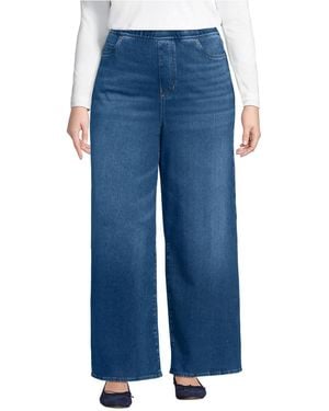 Lands' End Plus Size Starfish Denim High Rise Wide Leg Jeans - Blue