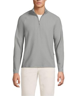 Lands' End Long Sleeve Waffle Quarter Zip - Gray