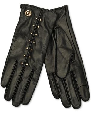 Michael Kors Michael Astor Studded Leather Tech Gloves - Gray