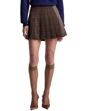Avec Les Filles Combo Mini Pleated Skirt - Black