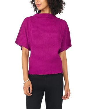 Vince Camuto Textured High Neck Wide Sleeve Top - Purple