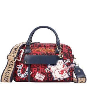 TRUE RELIGION Multi Patch Graphic Satchel Bag - Red