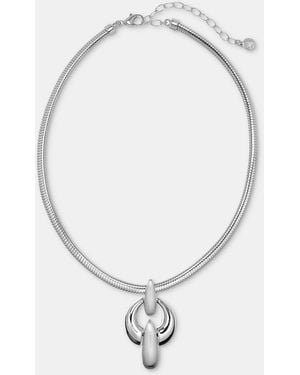 Anne Klein Puffy Linked Pendant Necklace - White