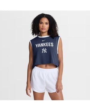 Nike Navy New York Yankees Primetime Loose Dri-fit Cropped Tank Top - Blue