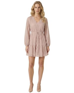Modenaire Polka Dot Embroidered Lace Dress - Pink