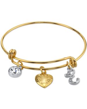 2028 14k -dipped Heart And Initial Crystal Charm Bracelet - Metallic