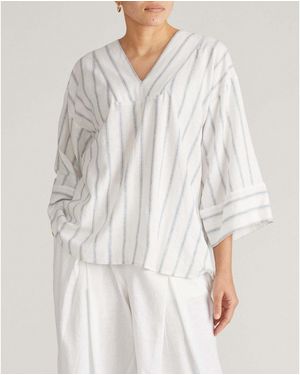 UNIVERSAL STANDARD Plus Size Elio V-neck Linen Top - White