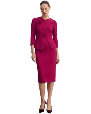 The Fold Alina Peplum Midi Dress - Red