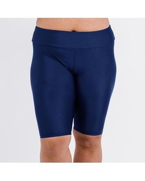 Calypsa Plus Size Long Bike Swim Shorts - Blue