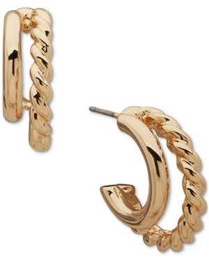 Anne Klein Tone Linked Two-row huggie Earrings - Metallic