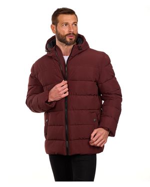 Perry Ellis Hooded Ripstop Puffer Jacket - Red