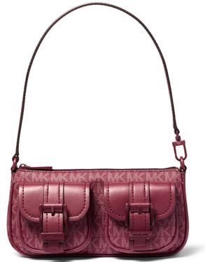 Michael Kors Zoe Small Convertible Pouchette Shoulder Bag - Red