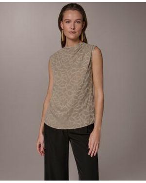 Donna Karan Mock Neck Blouse - Brown
