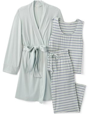 Lands' End Cooling 3 Piece Pajama Set - Blue