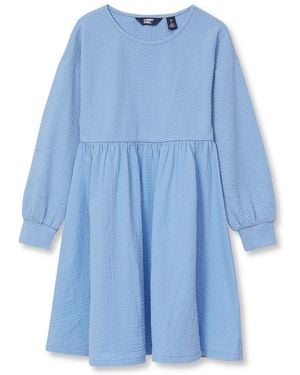 Lands' End Girls Long Sleeve Ribbed Dress - Blue