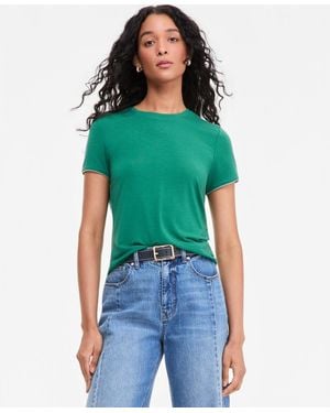 On 34th Piped Feather Weight Layering Crewneck T-shirt - Green