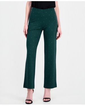 Anne Klein Serenity High-rise Wide-leg Pull-on Pants - Green