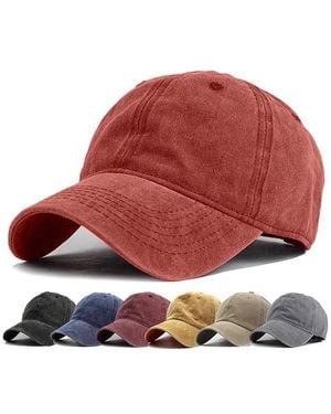 FURLING Washed Distressed Twill Cotton Baseball Cap - Red