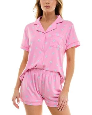 Roudelain Yummy Notched-collar Pajama Set - Pink