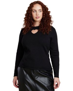 Eloquii Heart Cut Out Sweater - Black
