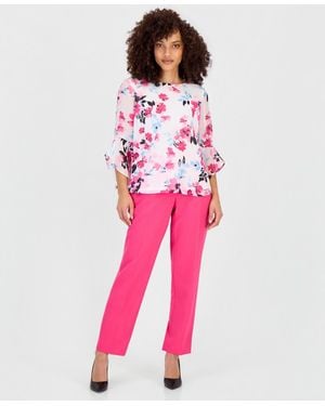 Kasper Petite Mid Rise Straight-leg Pants - Pink