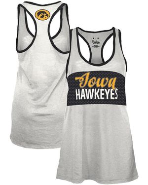 Pressbox White/black Iowa Hawkeyes Tracy Racerback Burnout Tank Top - Gray
