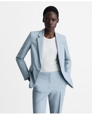 Mango Fitted Suit Jacket - Blue