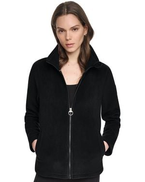 DKNY Collared Zipper-front Jacket - Black