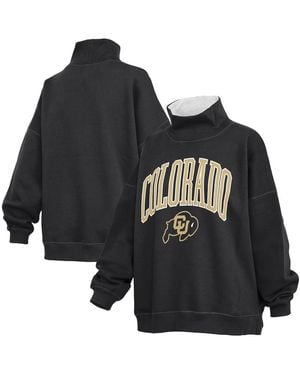 Pressbox Colorado Buffaloes Oversized Mock Neck Sweatshirt - Black