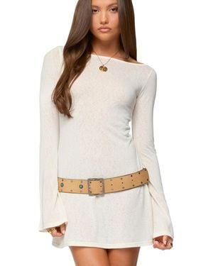 Edikted Noria Sheer Flared Sleeve Mini Dress - White