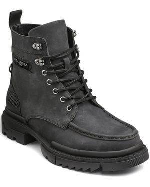 KARL LAGERFELD Round Toe Work Boots - Black