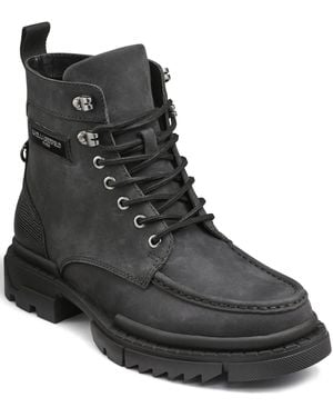 Karl Lagerfeld Round Toe Work Boots - Black