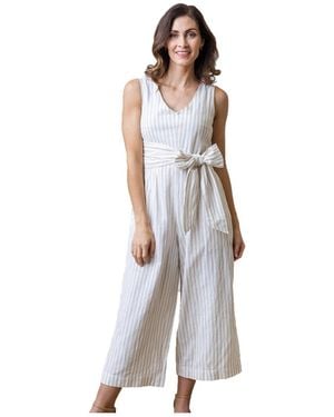 Hope & Henry ' Woven Sleeveless Tie-waist Jumpsuit - White