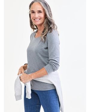 Style & Co. Cotton Long-sleeve Scoop-neck Top - Blue