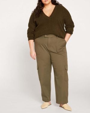 UNIVERSAL STANDARD Plus Size Karlee Stretch Cotton Twill Cargo Pants - Green