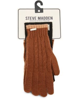 Steve Madden Animal Print 3-piece Earwarmer Headbands And Glove Set - White
