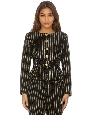 Alexia Admor Arjun Tweed Long Sleeve Scoop Neck Sweater Jacket - Black