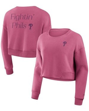 Fanatics Philadelphia Phillies Relax Studio Cropped Pullover Sweatshirt - Pink