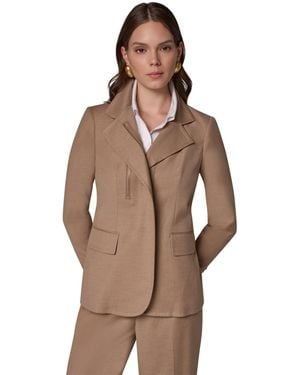 Donna Karan Asymmetrical Zip Shoulder-padded Blazer - Brown