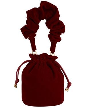 Fable England Red Velvet Bucket Bag