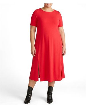 UNIVERSAL STANDARD Plus Size Serena Boatneck Divine Jersey Dress - Red