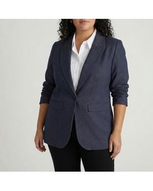 UNIVERSAL STANDARD Plus Size Denim Look Blazer - Blue