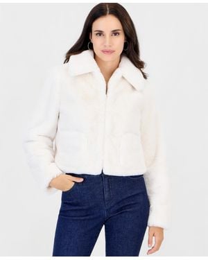 INC International Concepts Petite Faux Fur Cropped Jacket - White