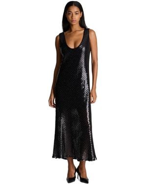 Kenneth Cole Tank Slip Midi Sequin Scoop Neck Dress - Black