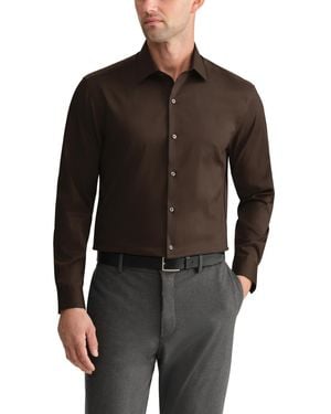 Van Heusen Wrinkle Stretch Square Cuff Dress Shirt - Brown
